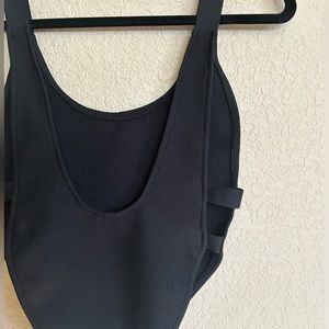 Sexy Black BodySuit with Side Cut Outs & Scoop Neck